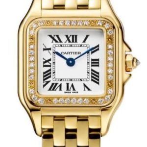 Cartier Panthere de Cartier Small 18Kt Yellow Gold Diamond Silver Dial Women’s Watch WJPN0015 30mm