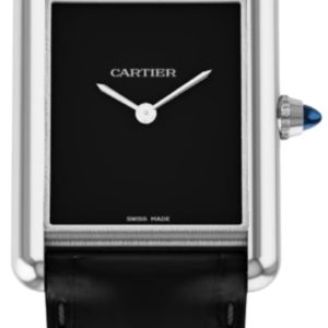 Cartier Tank Must Large Quartz Black Dial Leather Strap Women’s Watch WSTA0072 33.7mm