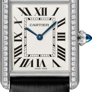 Cartier Tank Must Large Silver Dial Diamond Leather Strap Women’s Watch W4TA0017 33.7mm