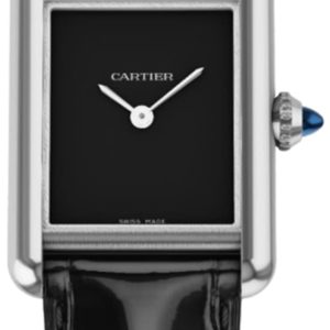 Cartier Tank Must Quartz Black Dial Leather Strap Women’s Watch WSTA0071 29.5mm