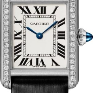 Cartier Tank Must Small Silver Dial Diamond Leather Strap Women’s Watch W4TA0016 29.5mm