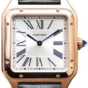 Cartier Santos Dumont Rose Gold Grey Leather Men’s Watch WGSA0021 43.5mm