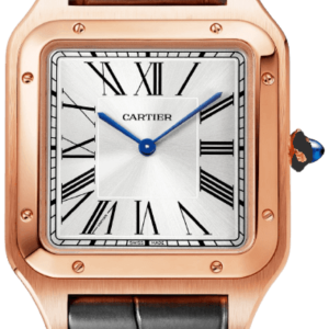 Cartier Santos Dumont Silver Dial 18K Rose Gold Leather Strap Men’s Watch WGSA0032 47mm
