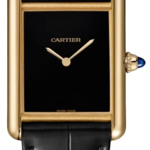 Cartier Tank Louis Cartier Large Manual Winding Black Dial 18K Yellow Gold Leather Strap Women’s Watch WGTA0091 33.5mm