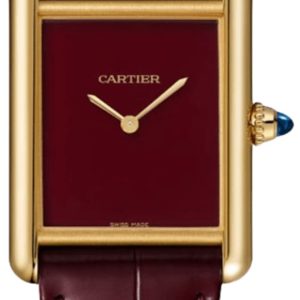 Cartier Tank Louis Cartier Large Manual Winding Burgundy Dial 18K Yellow Gold Leather Strap Women’s Watch WGTA0190 33.7mm