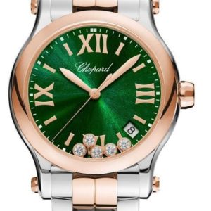 Chopard Happy Sport Medium 36mm Green Dial Floating Diamonds Women’s Watch 278582-6006 36mm