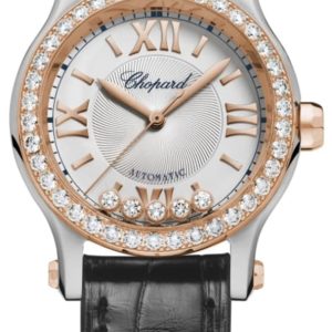 Chopard Happy Sport Mini Automatic 30mm Silver Dial Diamond Steel and Rose Gold Women’s Watch 278573-6015 30mm