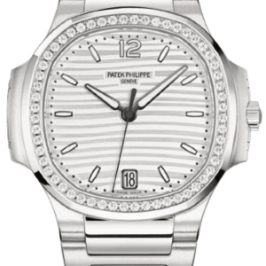 Patek Philippe Nautilus Silvery Opaline Dial Diamond Steel Women’s Watch 7118/1200A-010 35.2mm