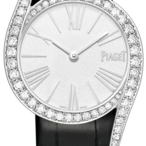 Piaget Limelight Gala Silver Dial Diamond White Gold Leather Strap Women’s Watch G0A45360 32mm