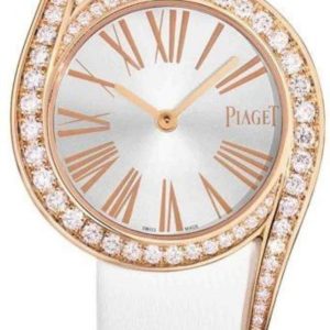 Piaget Limelight Gala Silver Dial Diamond White Satin Strap Women’s Watch G0A42151 26mm