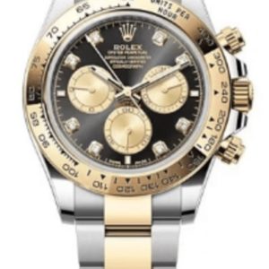 Rolex Cosmograph Daytona Stainless Steel and Yellow Gold Black and Golden Diamond-Set Dial Men’s Watch M126503-0002 40mm