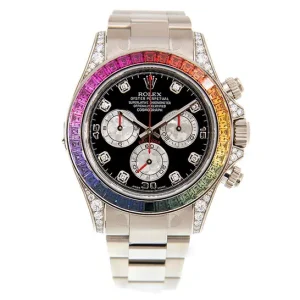 Rolex Cosmograph Daytona Chronograph Rainbow Diamond Black Dial Watch 116599 RBOW 40mm