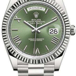 Rolex Day-Date 40 18K White Gold Olive Green Dial Men’s Watch M228239-0033 40mm