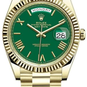 Rolex Day-Date 40 18K Yellow Gold Green Roman Dial Men’s Watch M228238-0061 40mm