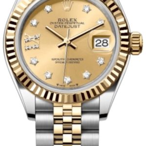 Rolex Lady-Datejust 31 Stainless Steel and Yellow Gold Automatic Champagne Diamond Dial Women’s Watch M279173-0021 31mm