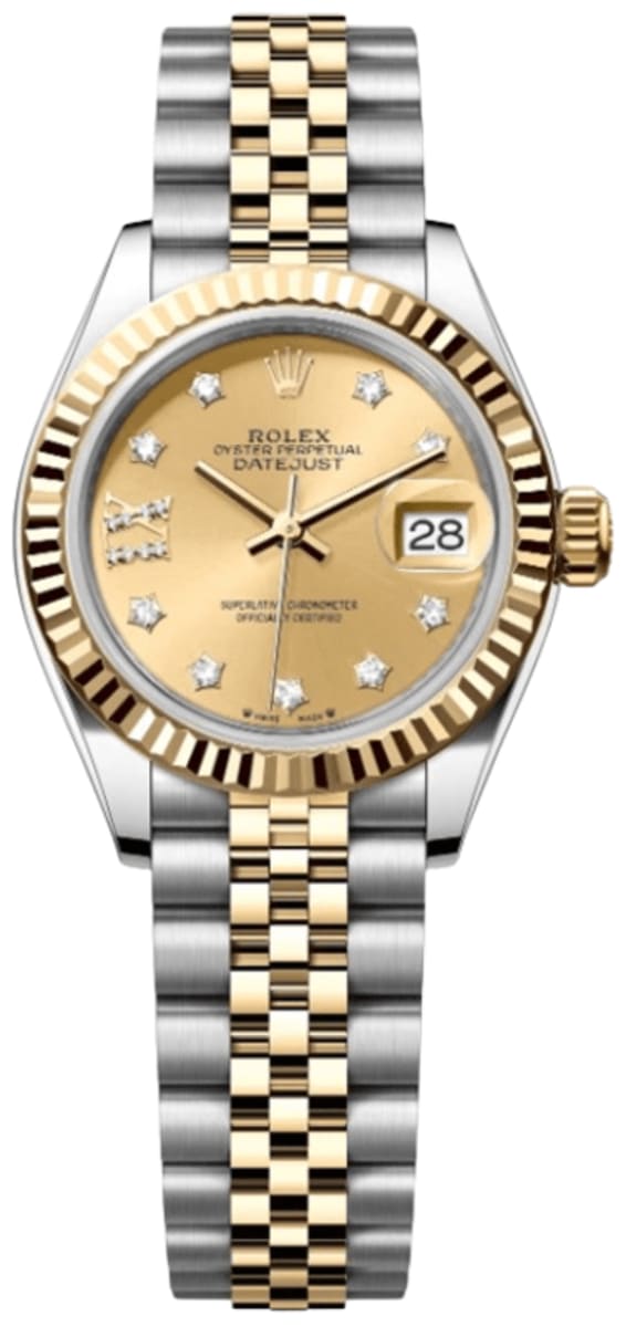 Rolex Lady-Datejust 31 Stainless Steel and Yellow Gold Automatic Champagne Diamond Dial Women’s Watch M279173-0021 31mm