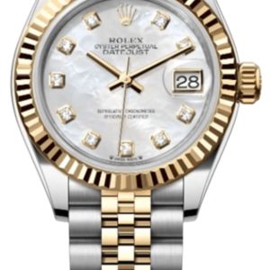 Rolex Lady-Datejust 31 Stainless Steel and Yellow Gold Automatic Mother of Pearl Diamond Dial Women’s Watch M279173-0013 31mm