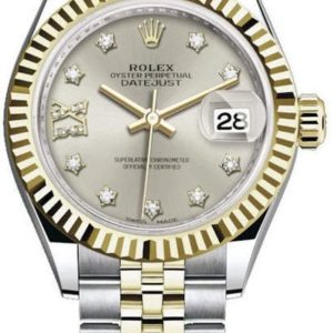 Rolex Lady-Datejust 31 Stainless Steel and Yellow Gold Silver Star Diamond Dial Women’s Watch M279173-0003 31mm