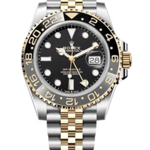 Rolex GMT Master ll Yellow Gold and Stainless Steel Black Dial Jubilee Bracelet Men’s Watch M126713GRNR-0001 40mm