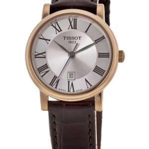 Tissot Carson Premium Silver Dial Brown Leather Strap Women’s Watch T122.210.36.033.00 30mm