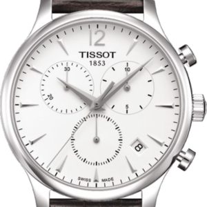 Tissot T-Classic Tradition Silver Chronograph Dial Leather Strap Men’s Watch T063.617.16.037.00 42mm