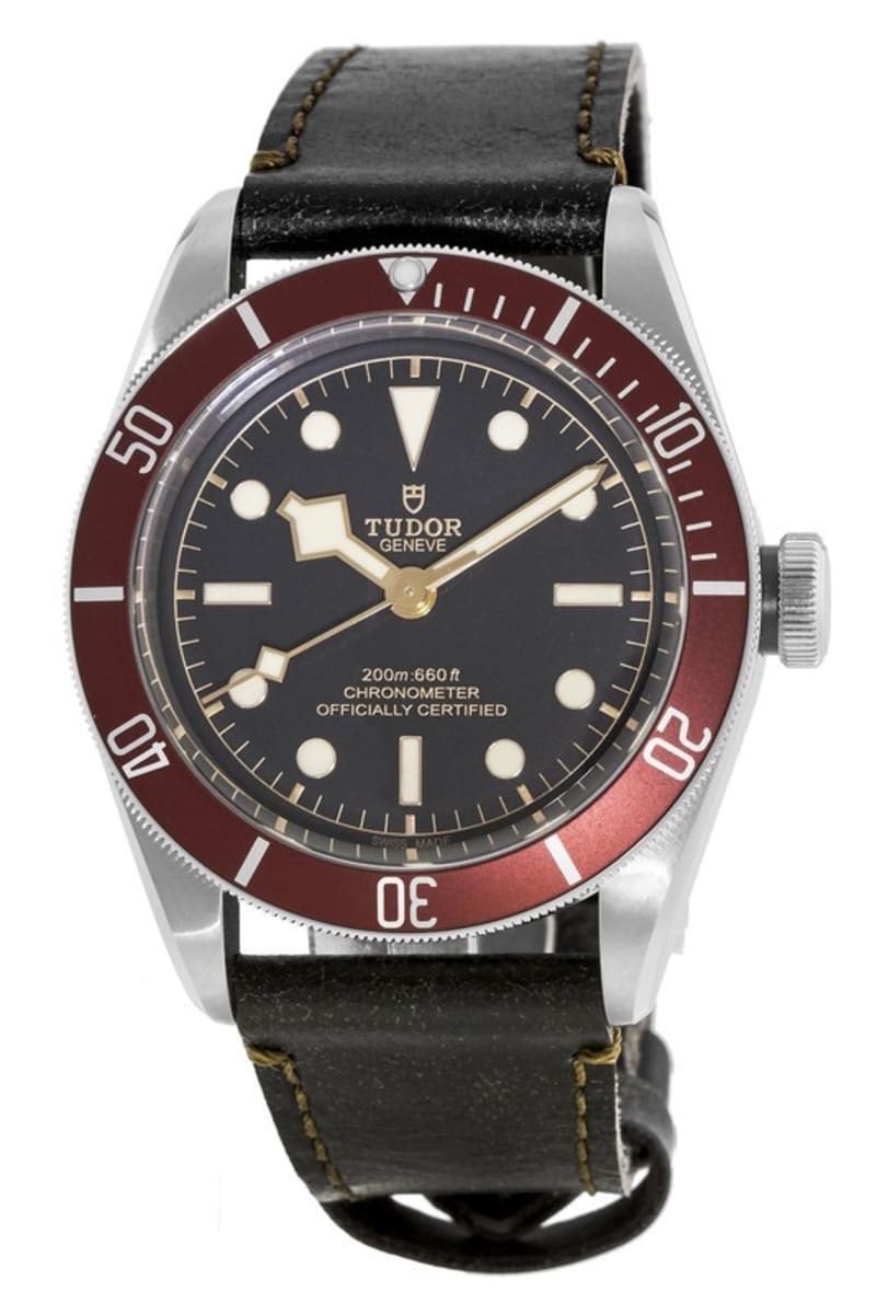 Tudor Black Bay 41 Automatic Red Bezel Aged Leather Strap Men’s Watch M79230R-0011 41mm