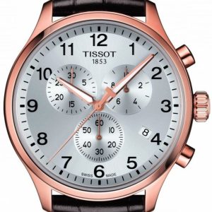 Tissot T-Sport Chronograph XL Silver Dial Brown Leather Strap Men’s Watch T116.617.36.037.00 45mm