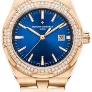 Vacheron Constantin Overseas Automatic Blue Dial Diamond Bezel 18K Rose Gold Women’s Watch 4605V/200R-B978 35mm