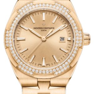 Vacheron Constantin Overseas Automatic Champagne Dial Diamond Bezel 18K Rose Gold Women’s Watch 4605V/200R-B968 35mm