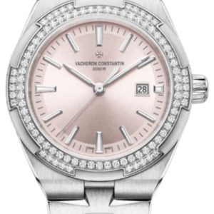 Vacheron Constantin Overseas Automatic Rose Dial Diamond Bezel Steel Women’s Watch 4605V/200A-B971 35mm