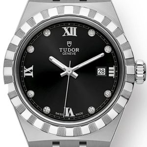 Tudor Royal Black Diamond Dial Stainless Steel Unisex Watch M28300-0004 28mm