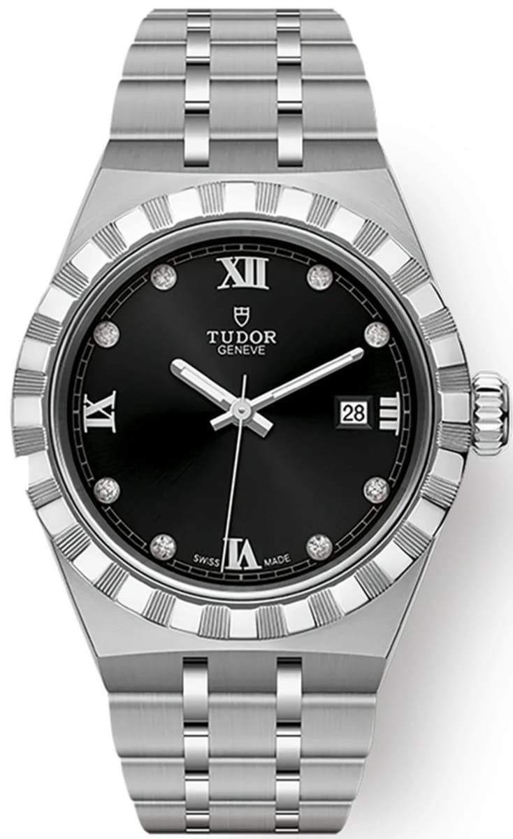 Tudor Royal Black Diamond Dial Stainless Steel Unisex Watch M28300-0004 28mm