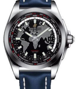 Breitling Galactic Unitime Black Dial Blue Leather Automatic Men’s Watch WB3510U4-BD94BLLT WB3510U4/BD94BLLT 44mm