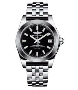 Breitling Galactic 36 Black Dial Stainless Steel Quartz Ladies Watch W7433012-BE08SS W7433012-BE08-376A 36mm