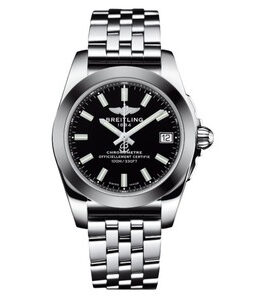 Breitling Galactic 36 Black Dial Stainless Steel Quartz Ladies Watch W7433012-BE08SS W7433012-BE08-376A 36mm