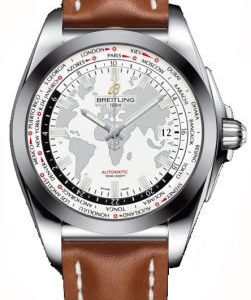 Breitling Galactic Unitime Antarctica White Dial Light Brown leather Deployment Men’s Watch WB3510U0-A777BRLD WB3510U0/A777BRLD 44mm