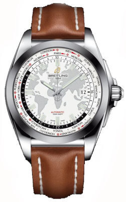 Breitling Galactic Unitime Antarctica White Dial Light Brown leather Deployment Men’s Watch WB3510U0-A777BRLD WB3510U0/A777BRLD 44mm