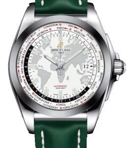 Breitling Galactic Unitime Antarctica White Dial Green Leather Automatic Men’s Watch WB3510U0-A777GRLT WB3510U0/A777GRLT 44mm