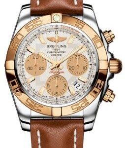 Breitling Chronomat 41 Silver Dial Brown Leather Men’s Watch CB014012-G713BRLT CB014012-G713-431X-A18BA.1 43.5mm