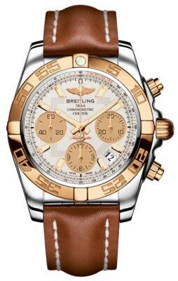 Breitling Chronomat 41 Silver Dial Brown Leather Men’s Watch CB014012-G713BRLT CB014012-G713-431X-A18BA.1 43.5mm