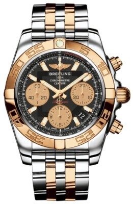 Breitling Chronomat 41 Black Dial Chronograph Stainless Steel and 18K Rose Gold Men’s Watch CB0140120-BA53TT CB014012-BA53-378C 41mm