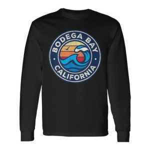 Bodega Bay California Ca Vintage Nautical Waves Long Sleeve T-Shirt