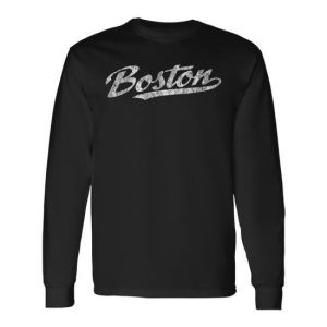 Boston Massachusetts Ma Vintage Sports Script Long Sleeve T-Shirt