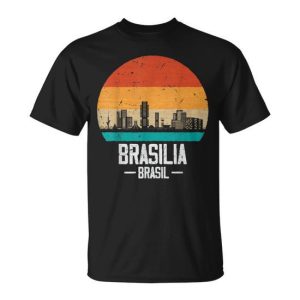 Brasilia Brasil Retro Vintage Sunset Skyline Brasilia T-Shirt