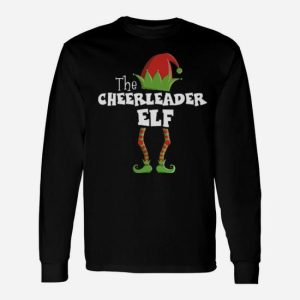 Cheerleader Xmas Simple Print Long Sleeve T-Shirt