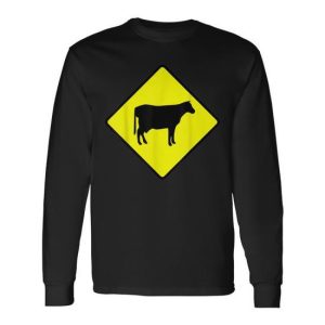 Cool Cow Crossing Sign Long Sleeve T-Shirt