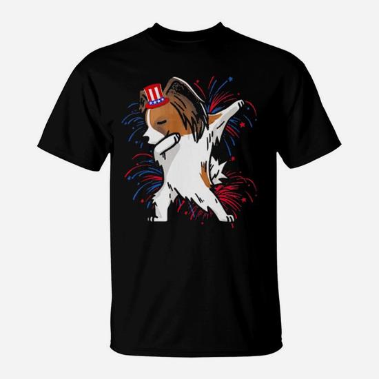 Dabbing Papillon Patriotic 4Th Of July T-Shirt