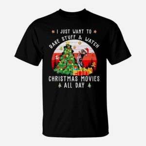 Dachshund Santa I Just Want To Bake Stuff T-Shirt