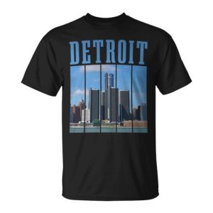 Detroit Skyline 313 Michigan Vintage Pride T-Shirt