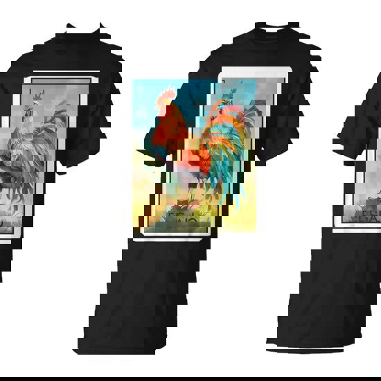 El Gallo Mexican Lottery Bingo Game Traditional Rooster Card T-Shirt